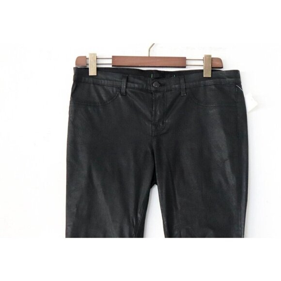 J Brand Womens Size 32 Coat Black Leggings Waxed Cotton Skinny Slim Denim Jeans - Picture 2 of 8